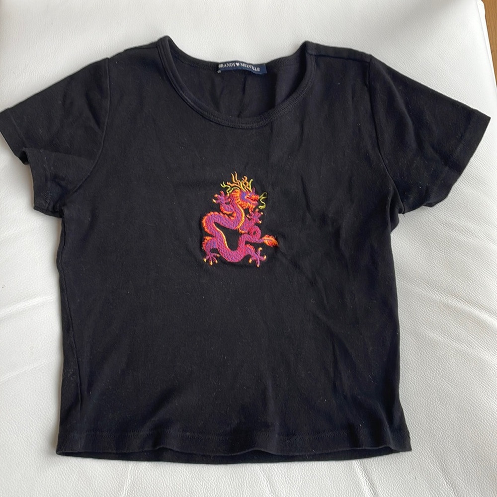 Brandy Melville Embroidered Dragon Tshirt